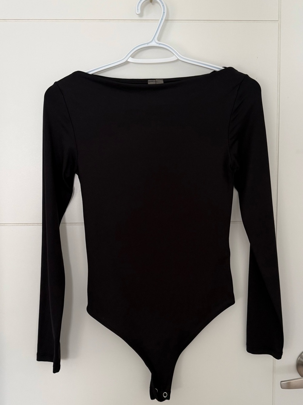 Second Skin by RD Style Black Long Sleeve Bodysuit with Boat Neck